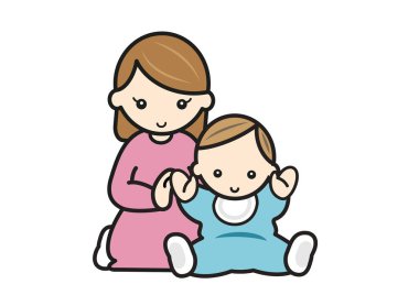 smile sitting baby and mom