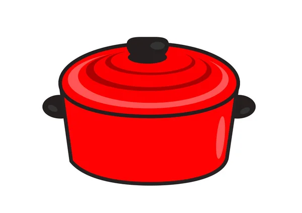 Kitchenware Red Pot Manga Style — Stock Photo, Image