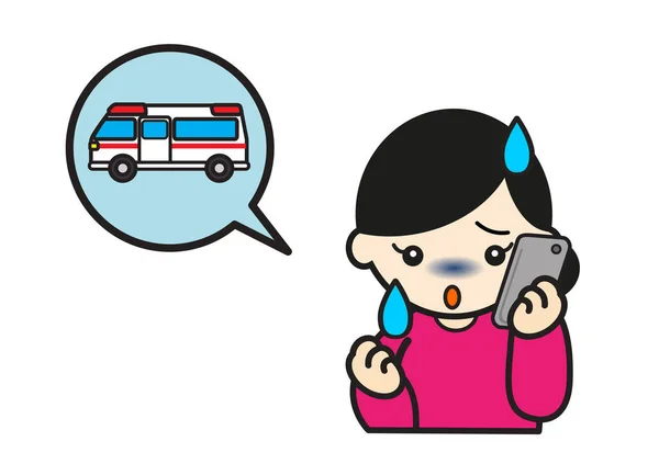 Ung Kvinna Ringer Ambulansen — Stockfoto