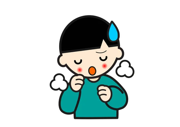 Children Sickness Symptom Cough Boy — Stock Photo, Image