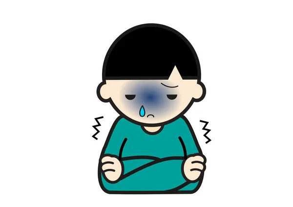 children's sickness sympome: fever, cold boy