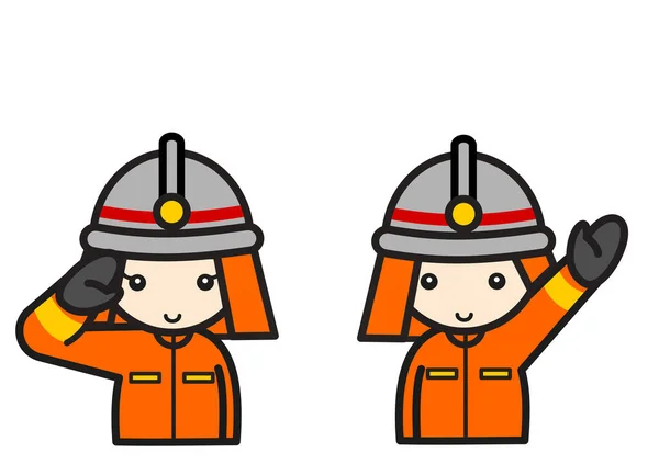 日本消防队 男孩和女孩 — 图库照片