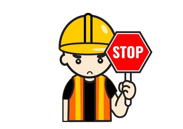 professional man :STOP, roadwork, construction, building