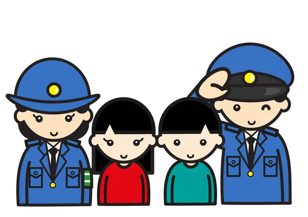 Bonito Policial Ans Crianças Menina Menino — Fotografia de Stock