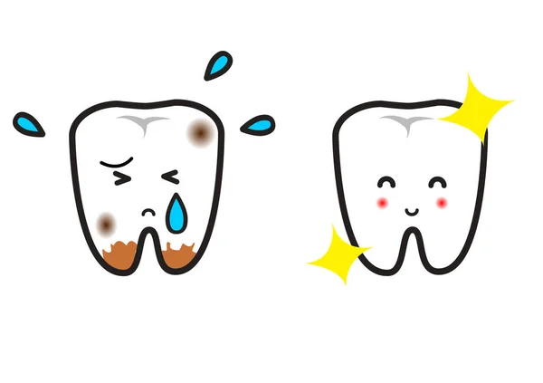 Καθαρά Δόντια Και Βρώμικο Δόντι — Φωτογραφία Αρχείου