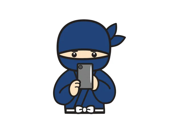 Een Ninja Gebruikt Zijn Smartphone — Stockfoto