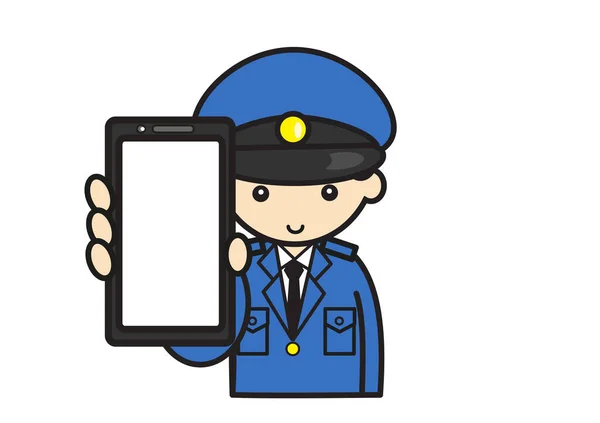 Professinal Man Japonês Policial Homem Com Smartphone — Fotografia de Stock