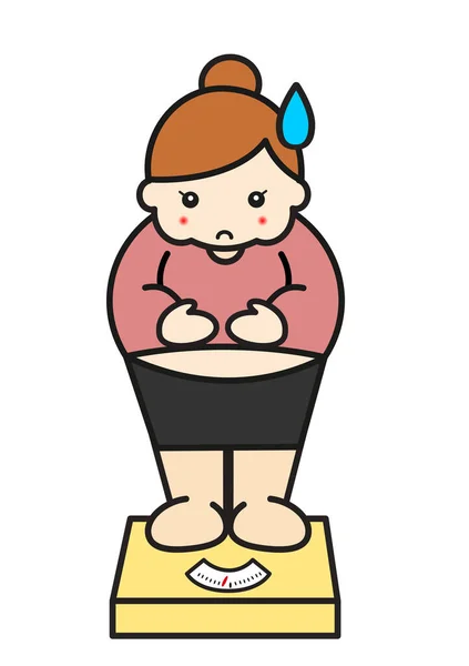 Problema Físico Gordura Jovem Escala Banheiro — Fotografia de Stock