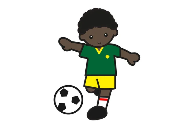 Soccer Black Boy Dribbling Ball — Stock Photo, Image