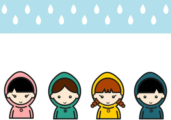 Deszczowy Dzień Krople Deszczu Dzieci Płaszczu Przeciwdeszczowym — Zdjęcie stockowe