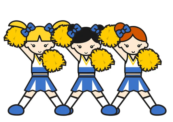 Bonito Três Meninas Cheerleading — Fotografia de Stock