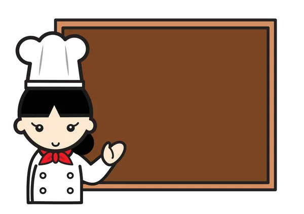 Cute Chef Cook Girl Board — Stock Photo, Image