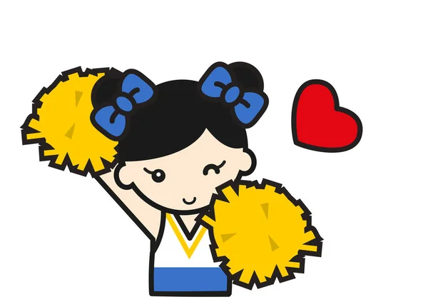 Cute Cheerleader Girl Pom Pom — Stock Photo, Image