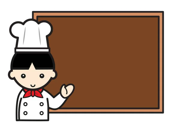 Cute Chef Cook Boy Board — Stock Photo, Image