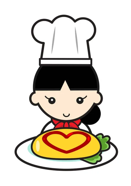 Cook Girl Omelette — Stock Photo, Image