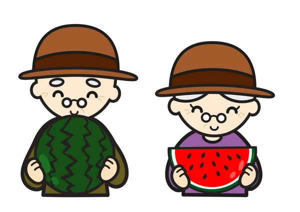Senior Fermer People Have Watermelons — Stock Photo, Image