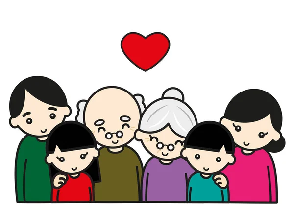 Coração Feliz Família Três Gerações — Fotografia de Stock