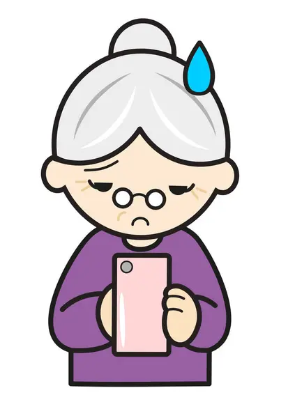 Stressred Grand Mother Her Phone — Stock Photo, Image