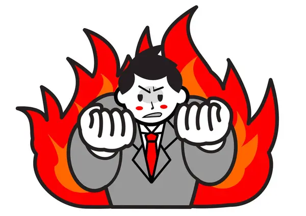 燃え盛る怒りと強いビジネスマン — ストック写真
