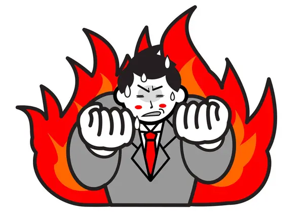 angry, stressed burning young businessman