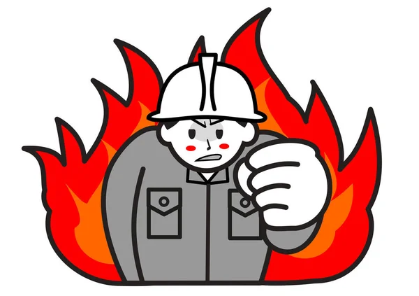 Angry Industy Man Fire — Stock Photo, Image