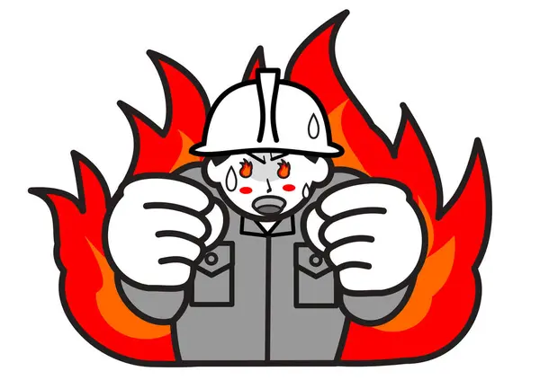Zły Przemysłowy Człowiek Ogniem — Zdjęcie stockowe