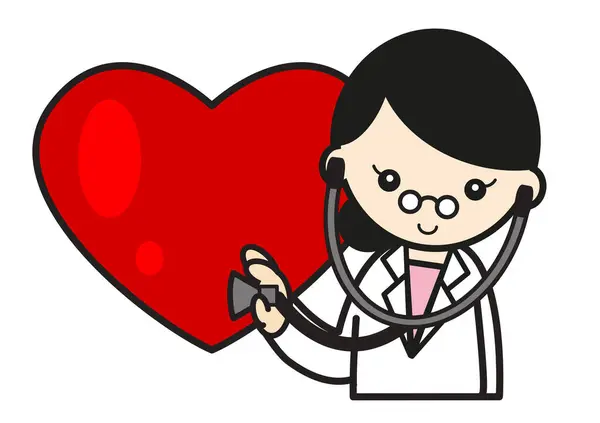 Kvinna Läkare Lyssnar Till Hjärtat Med Stesthscope — Stockfoto