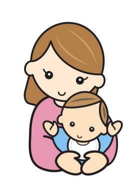 Genç anne bebeğini kucağında tutuyor. 