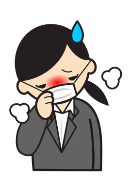 Maskeli hasta ofis kadını. 