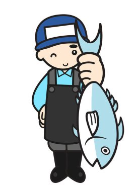 Bir balıkçının büyük bir balığı vardır.