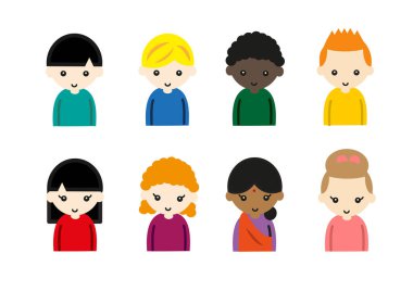 Sevimli uluslararası çocuklar avater set