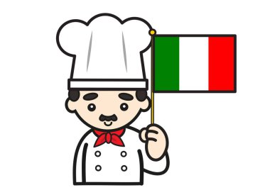 Tatlı Fransız yemek şefinin İtalyan bayrağı var.