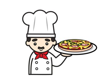 İtalyan aşçının pizzası var.