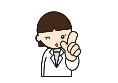 İfade, beyaz önlüklü kadın, işaret eden parmak.