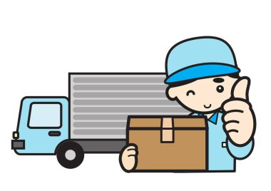 Poz veriyor, yakışıklı ve genç bir teslimatçı. 