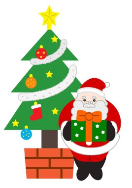 Şirin Noel Baba 'nın Noel ağacıyla bir hediyesi var.