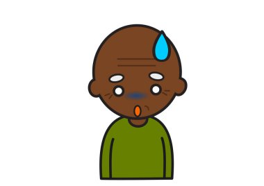 Siyah büyük babanın ifadesi, şok.