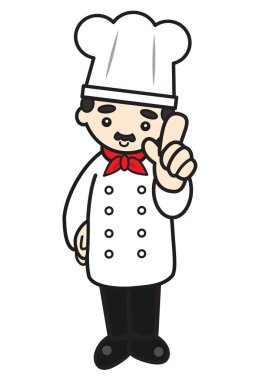Sevimli şef caracter, işaret ediyor.