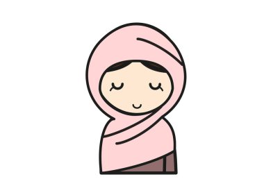 tesettürlü Müslüman kadının duyguları, kapalı gözler.