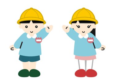 Japon anaokulu çocukları ellerini kaldırsın.