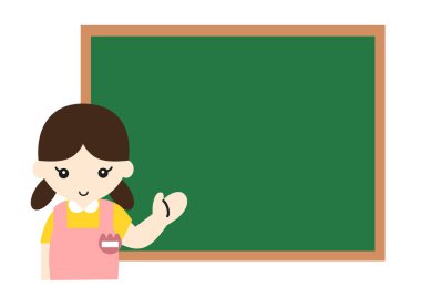 kopya alanı siyah tahtası ve genç anaokulu öğretmeni