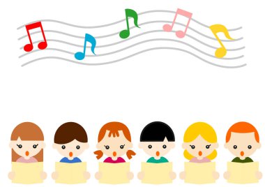 Sevimli çocuklar ve notalar.