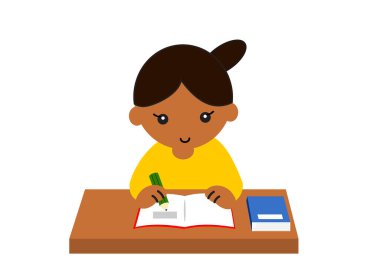 İlkokulda ortaçağ kızı okuyor.