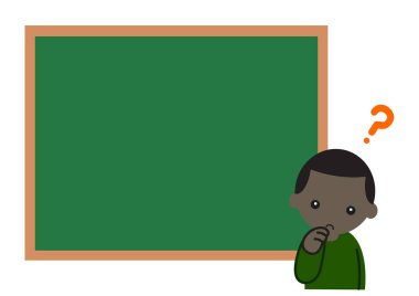 Cory uzay tahtası, düşünen siyah çocuk. 