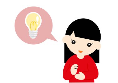 Asyalı kızın iyi bir fikri var, ampul.