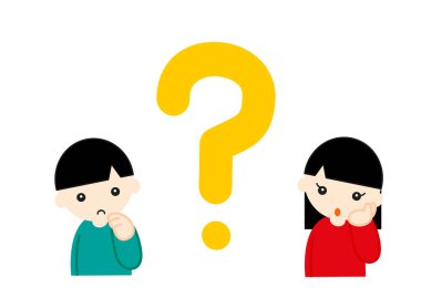 Soru işareti ve Asyalı çocuklar