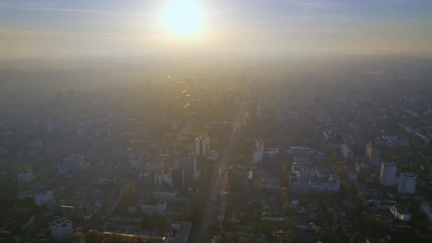 Vista Aérea Chisinau Nascer Sol Moldávia Vista Centro Cidade Com — Vídeo de Stock