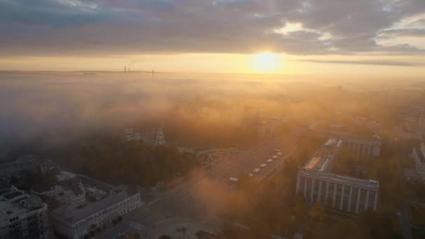 Drohnenaufnahme Von Chisinau Bei Sonnenaufgang Moldawien Blick Auf Das Mit — Stockvideo