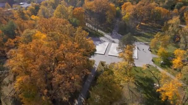 Vue Aérienne Drone Une Place Chisinau Moldavie Parc Plein Arbres — Video