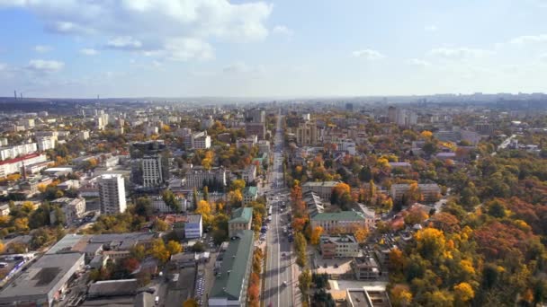 Vista Aérea Drone Chisinau Moldávia Vista Centro Cidade Com Vários — Vídeo de Stock